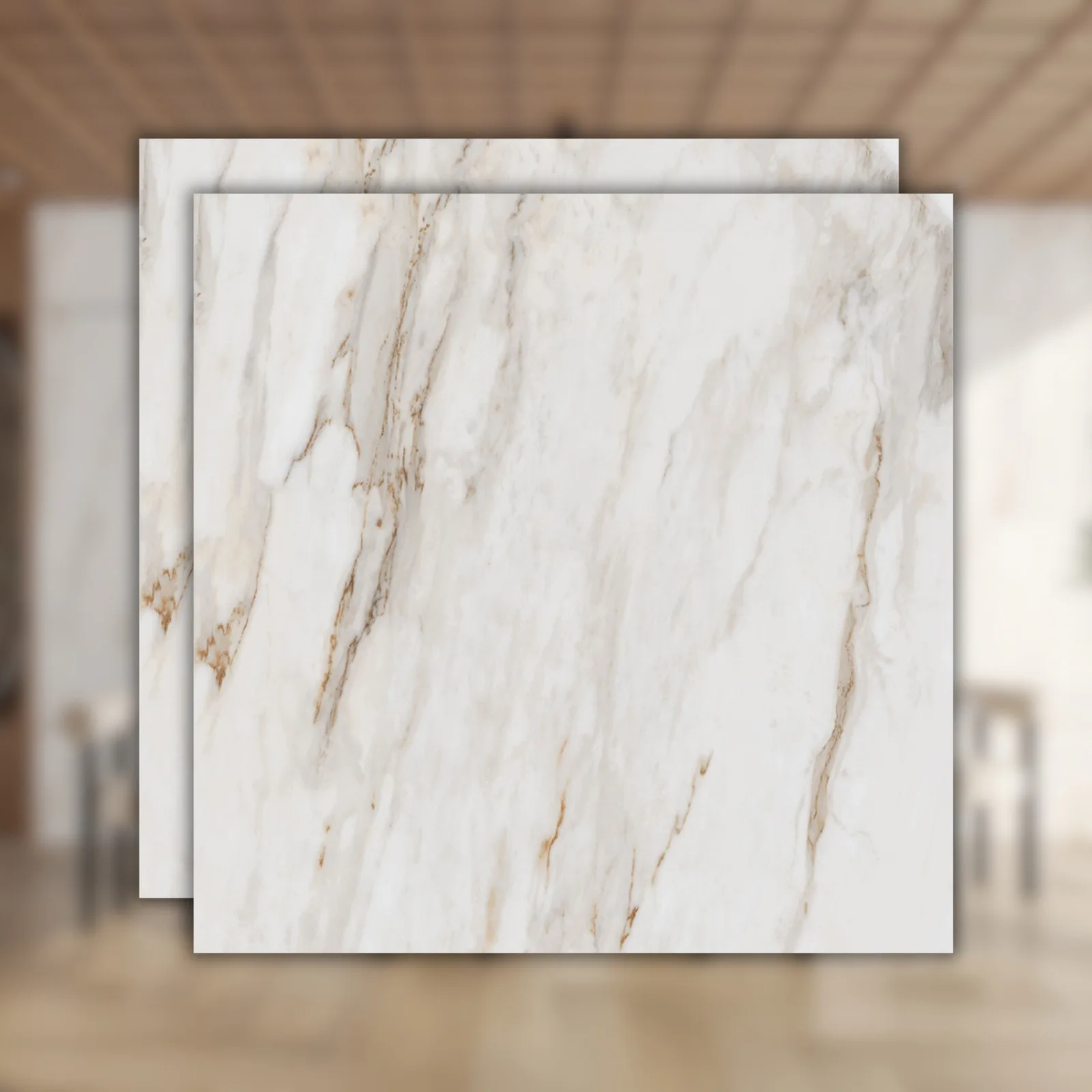 Porcelanato Marmorizado Branco Roca Calacata Gold 90x90 "A" Polido
