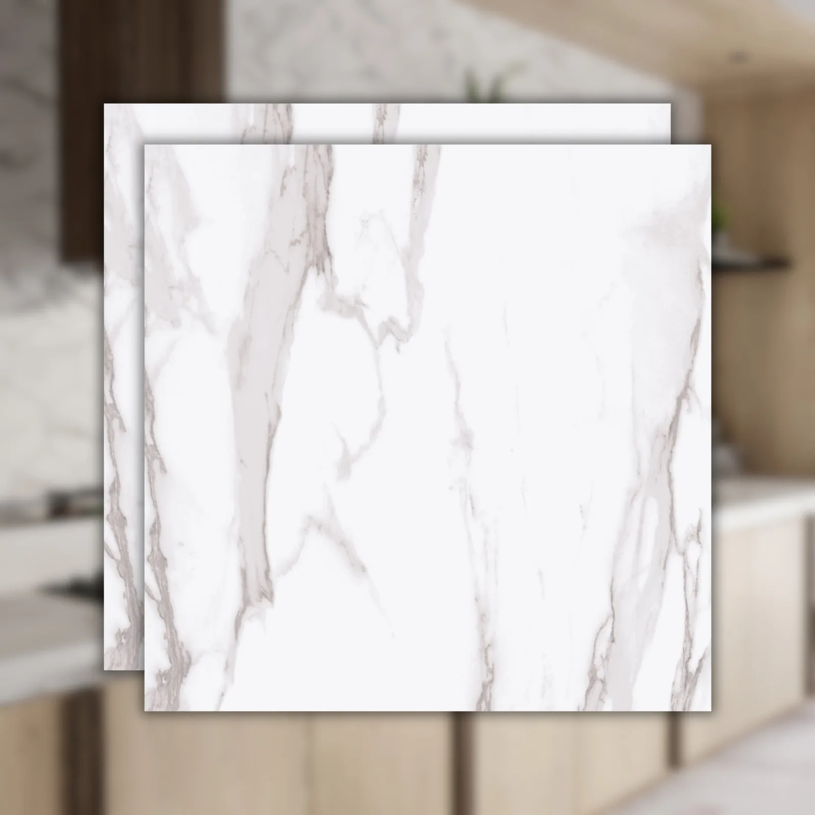 Porcelanato Marmorizado Branco Roca Calacata Light 90x90 "A" Matte