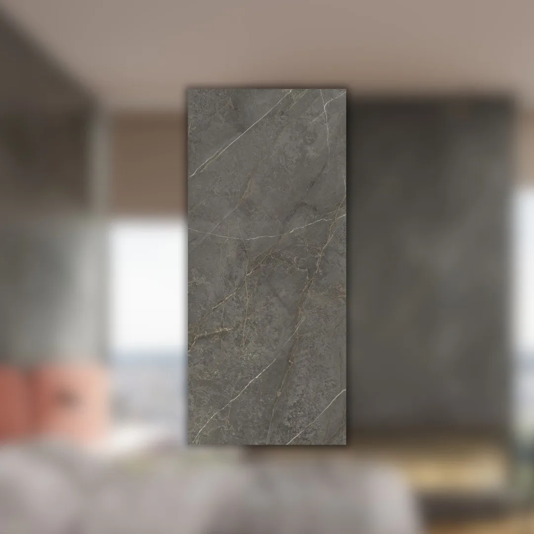 Porcelanato Marmorizado Cinza Acetinado 120x270 Ceusa Port Noir RET "A"