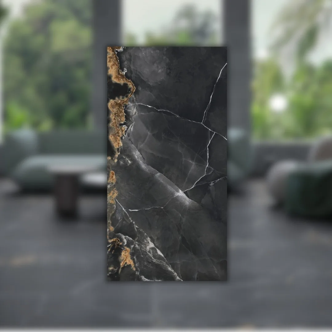 Porcelanato Marmorizado Cinza Polido 62x121 Castelli Nero Lux RET "A"