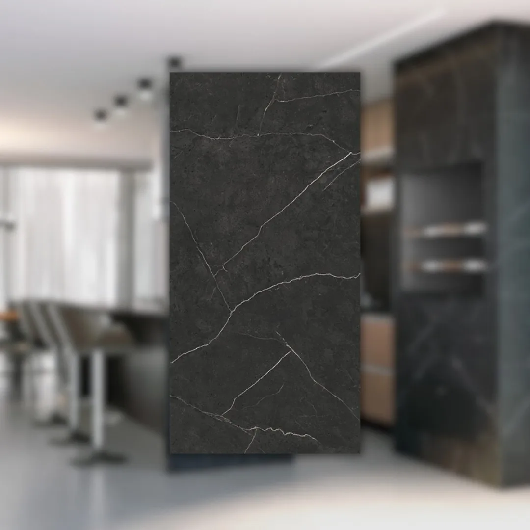 Porcelanato Marmorizado Preto Acetinado 62x121 Helena Splendor Nero RET "A"