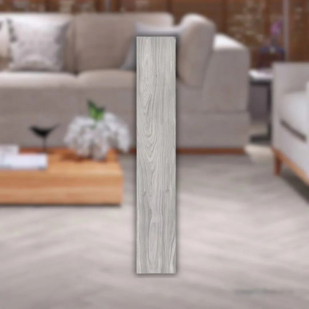 Porcelanato Cinza Amadeirado Acetinado 20x120 Portinari Giardino SGR Esmaltado RET "A"