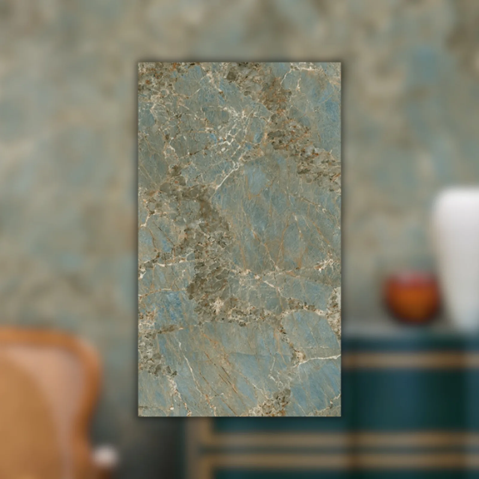 Porcelanato Verde Marmorizado Polido 80,5x140 Villagres Amazonita RET "A"