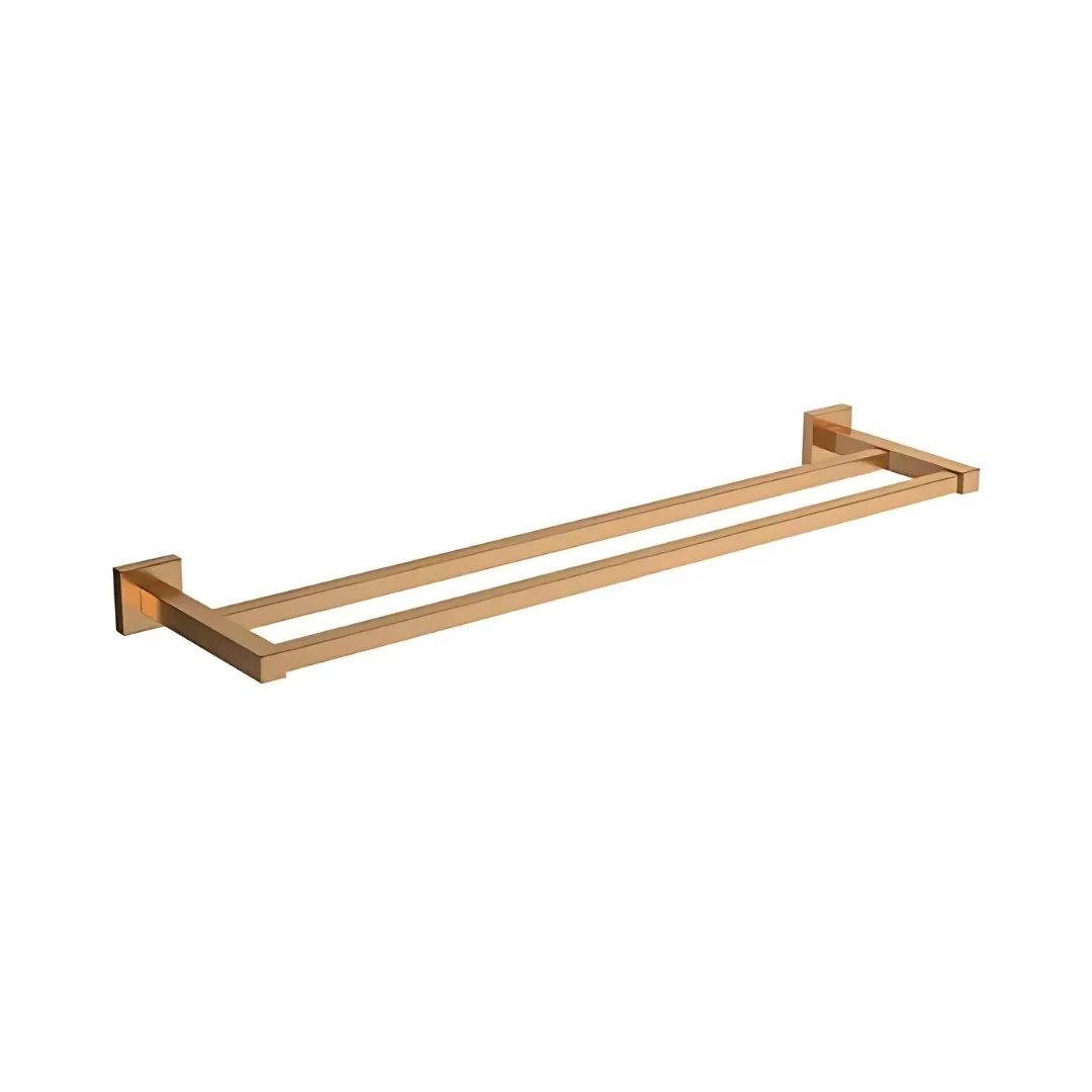 Porta Toalhas Barra Dupla 59cm Gold Matte Deca Quadratta