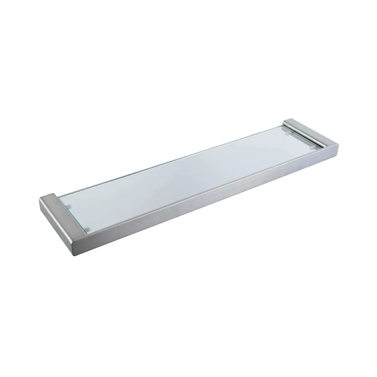 Prateleira com Vidro Brushed Nickel Doka Rivvo