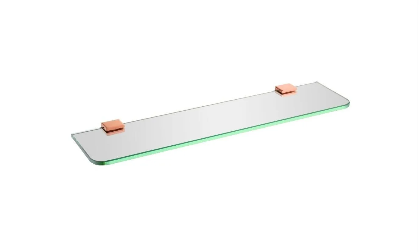 Prateleira de vidro para banheiro 50cm Rosé Gold Lexxa Bagno Linha 71 LX7163RG