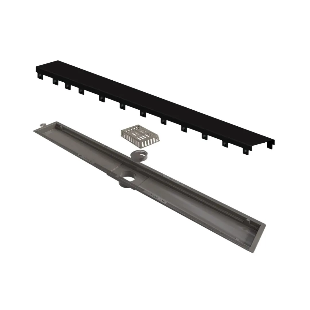 Ralo Tampa Oculta Black Matte Inox 75 cm Linear Versatille