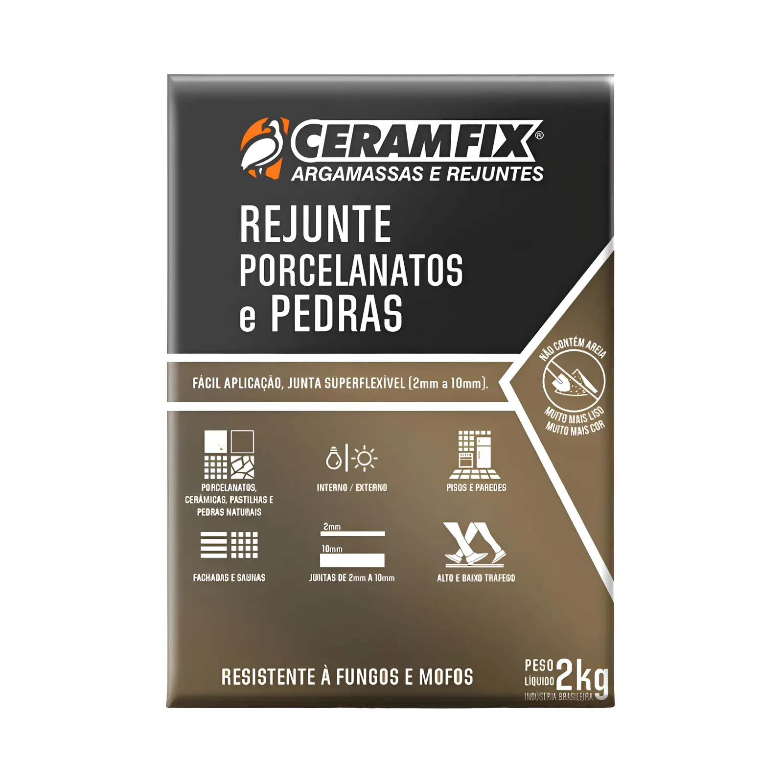 Rejunte Ceramfix Super Flex Porcelanatos Pedras Marrom Claro 2 Kg