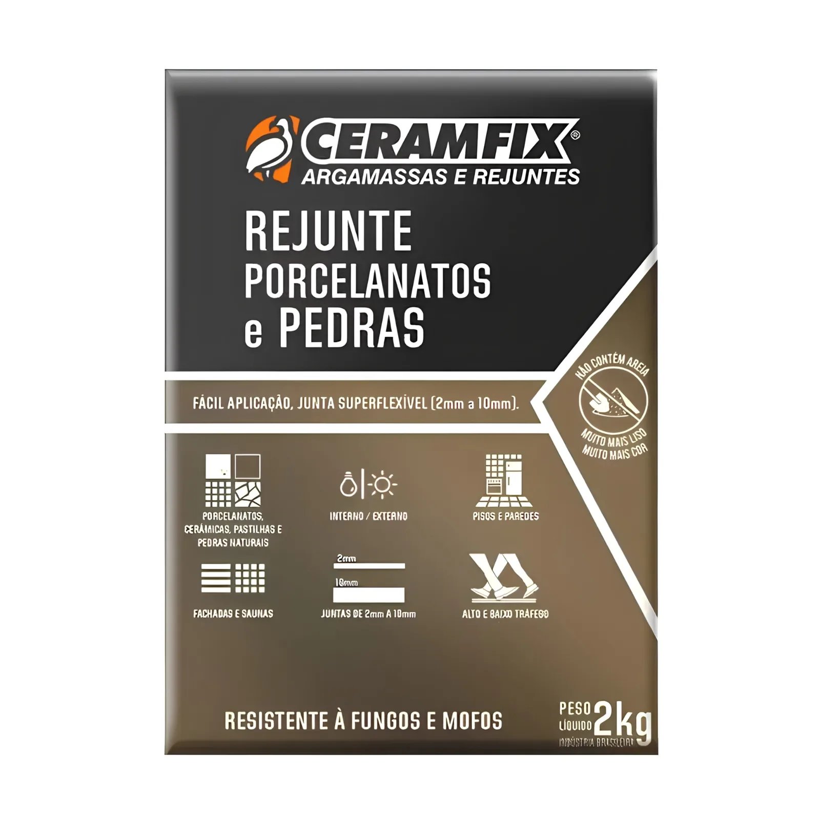 Rejunte Ceramfix Super Flex Porcelanatos Pedras Grafite 2 Kg