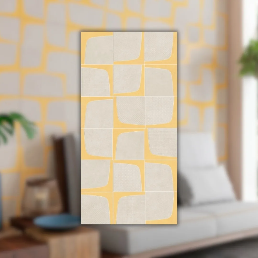 Revestimento Decorativo Amarelo 62x121 Helena Alba 3d Vitra RET "A"