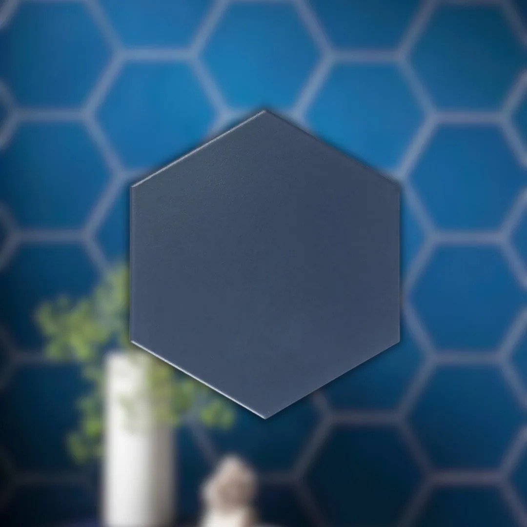 Revestimento Azul Esmaltado Hexagonal 22,3cm Om-15677 Atlas Nave
