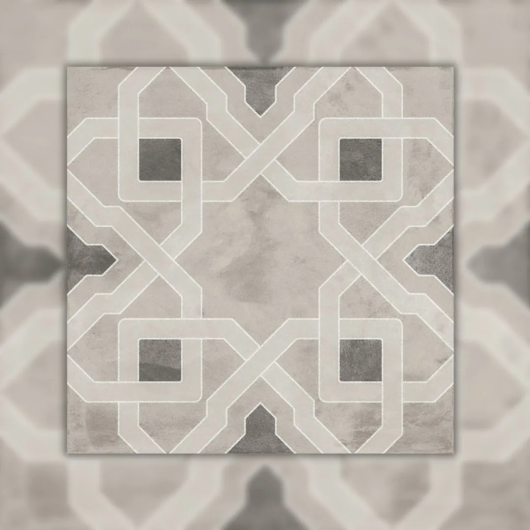 Revestimento Decorativo Cinza Matte 20x20 Decortiles Alambra Argento Bold "A"