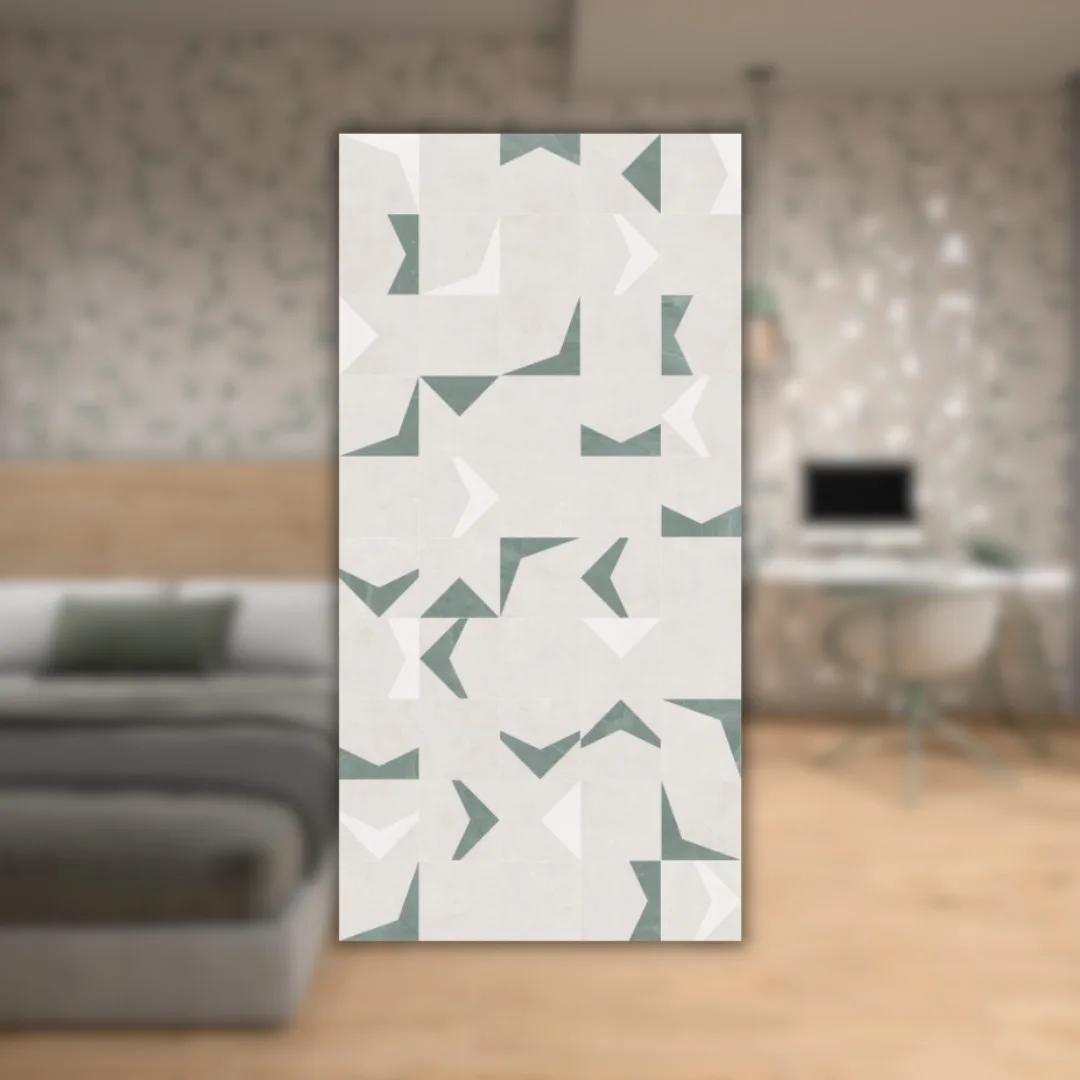 Revestimento Decorativo Verde Acetinado 62x121 Helena Mint 3d Vitra RET "A"