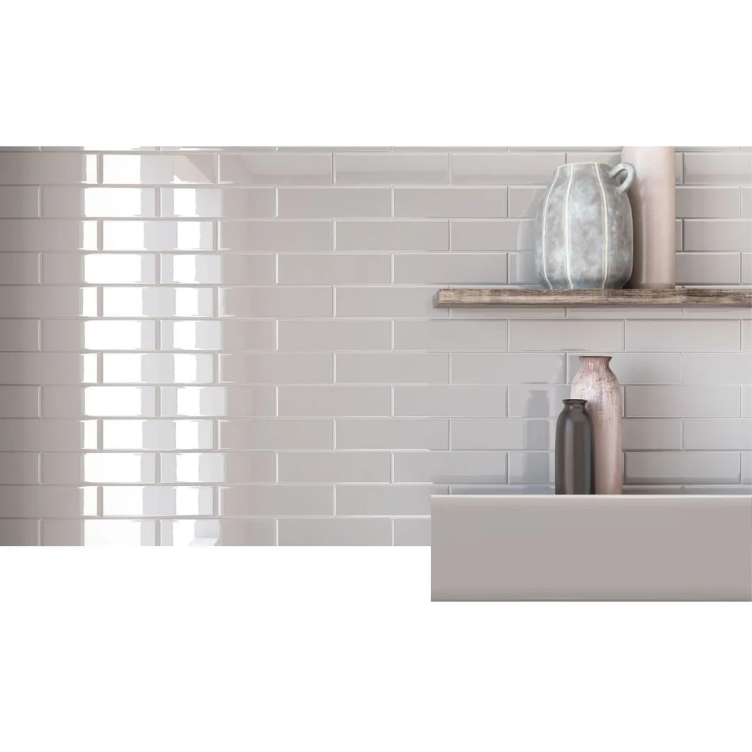 Revestimento Tijolinho Cinza Brilho 7x25 Decortiles Color Mind Inox Cinza BR