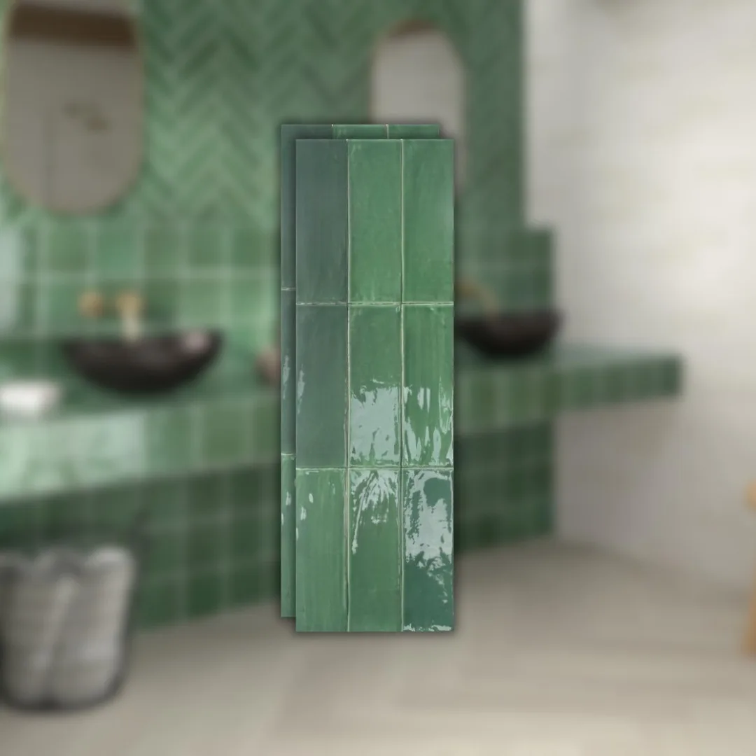 Revestimento Tijolinho Verde Polido 7,5x23 Dune Tabarca Verde "A"