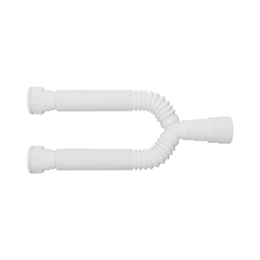 Sifão Branco Tubo Duplo Extensivo 70cm Plástico Blukit