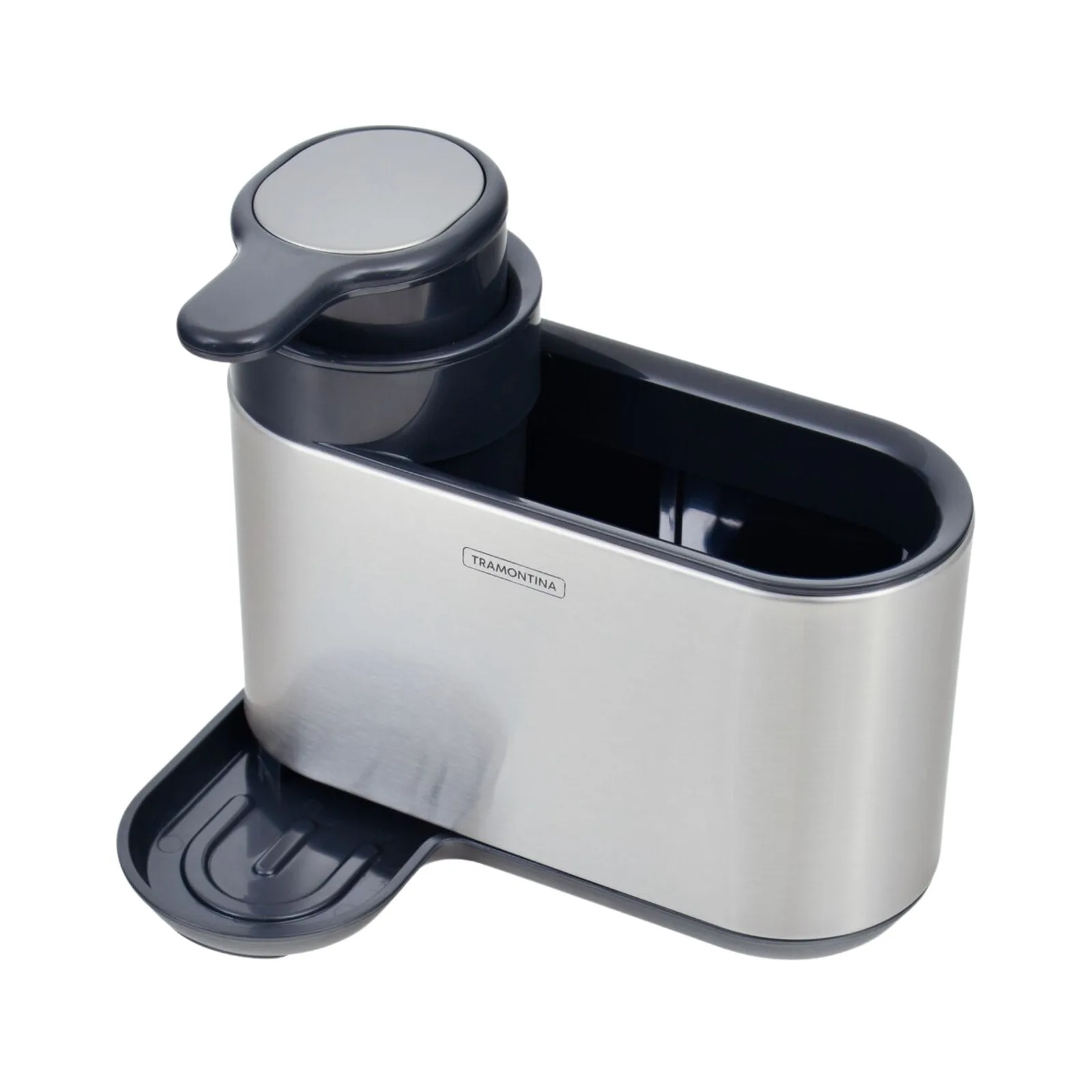 Suporte de Esponja com Dosador de Sabão Tramontina em Plástico ABS e Aço Inox