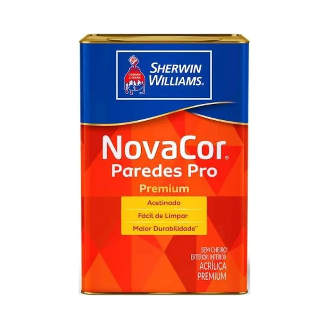 Tinta Acrílica Premium Novacor Paredes Pro Acetinado Branco 18L Sherwin Williams