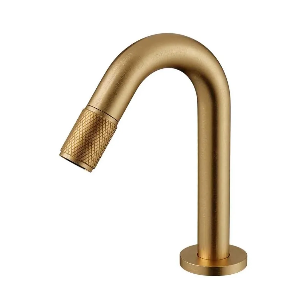 Torneira Fria de Bancada Bica Baixa para Banheiro Brushed Gold Doka