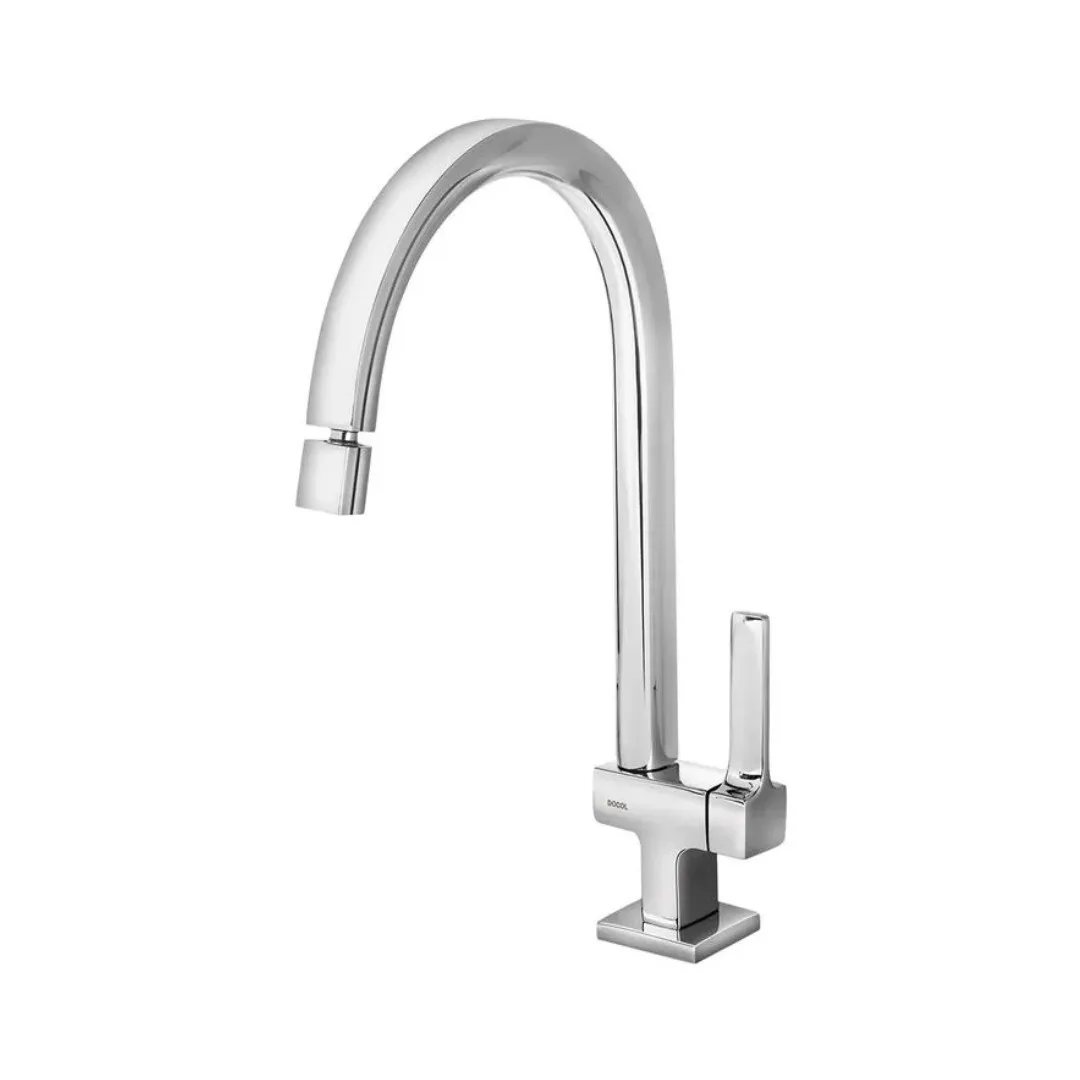 Torneira de Bancada Bica Alta para Cozinha Cromada Docol Quad