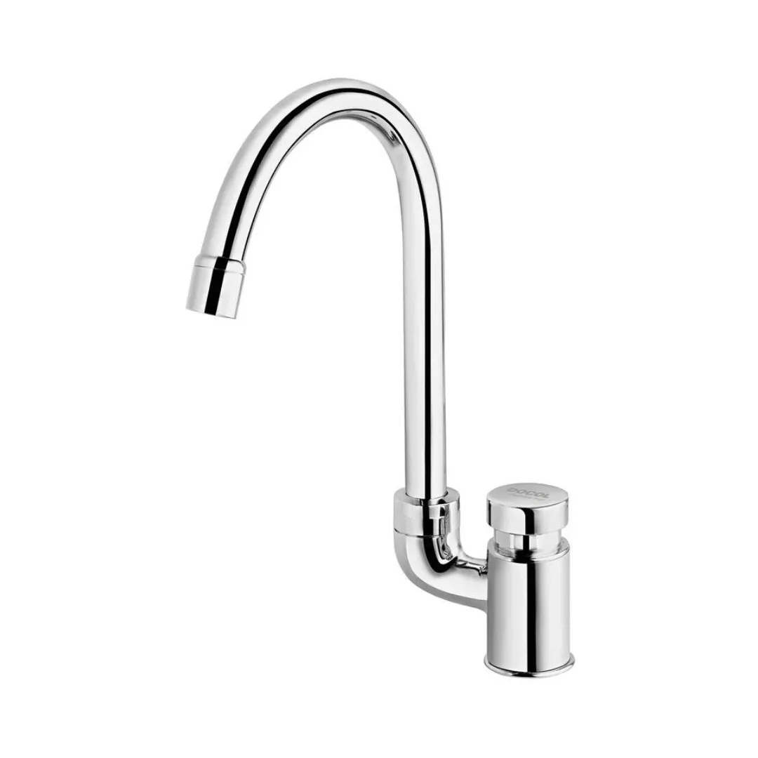 Torneira de Bancada Bica Alta Docol PressMatic Bacteria-Free Cromada
