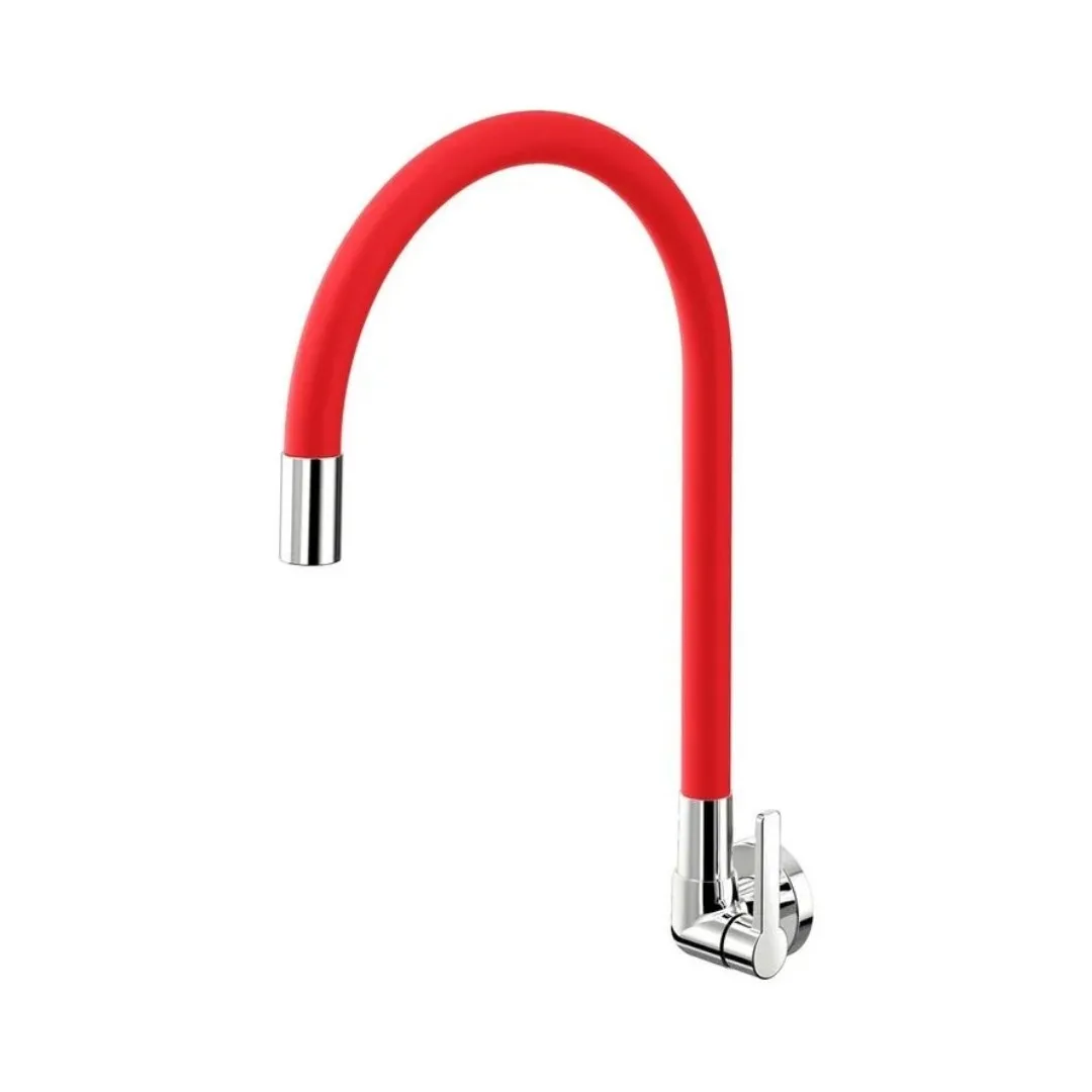 Torneira de Parede Bica Alta Docol Galiflex Vermelho e Cromada