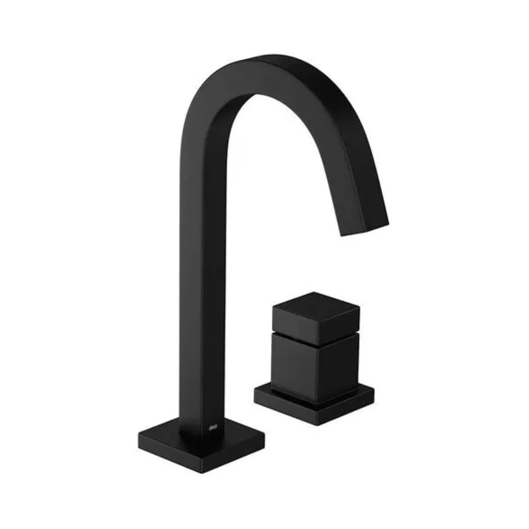 Torneira de Bancada Bica Alta para Banheiro Black Matte Deca Cubo