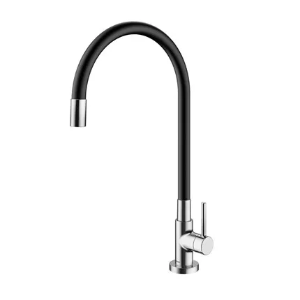 Torneira Bica Alta de Bancada para Cozinha Cromado/Preta Docol Spice