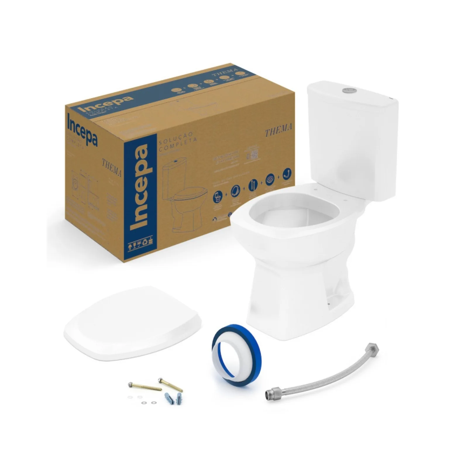 Vaso Sanitário Completo Incepa Thema com Caixa Acoplada Branco